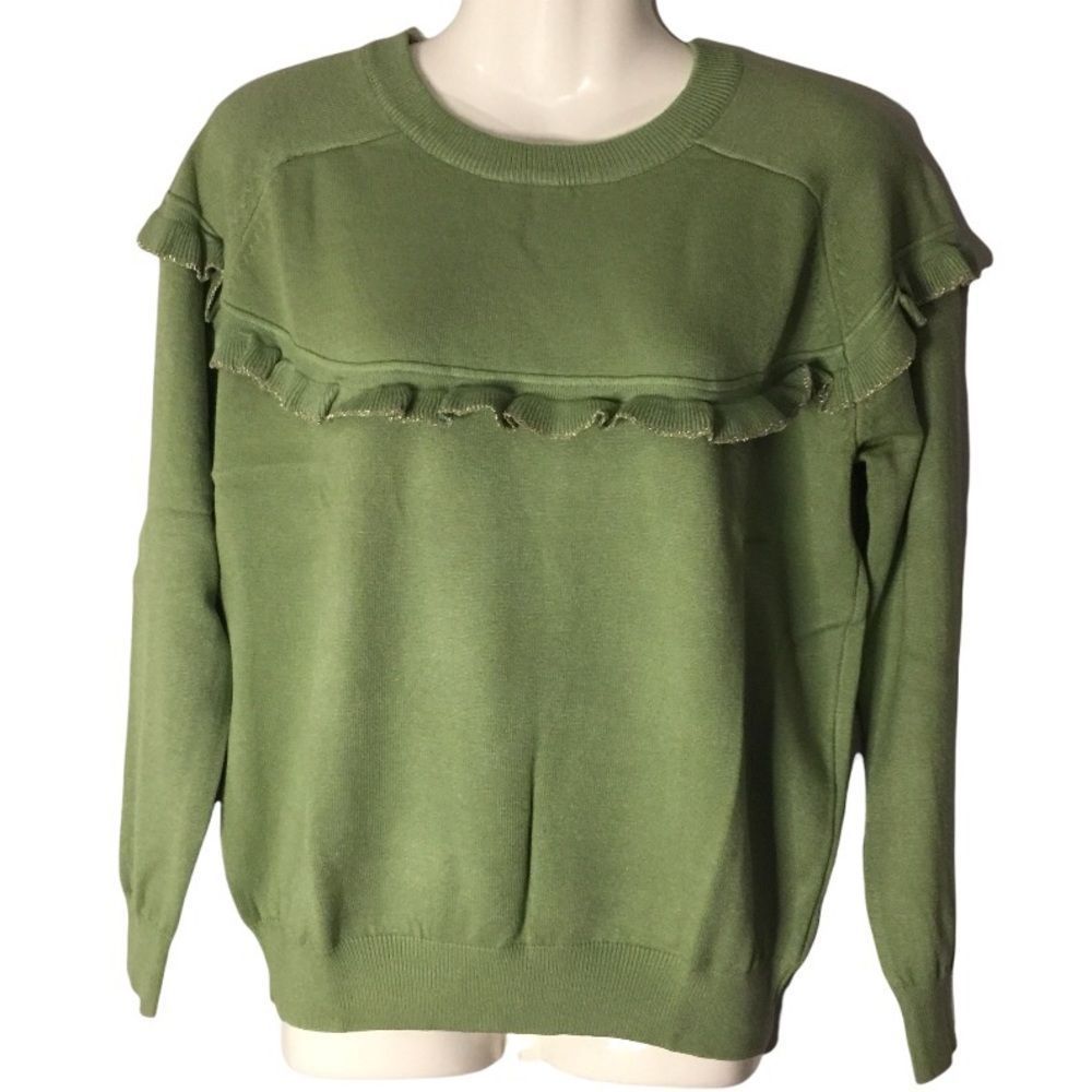 Light Grass Green Ruffled Knit Top